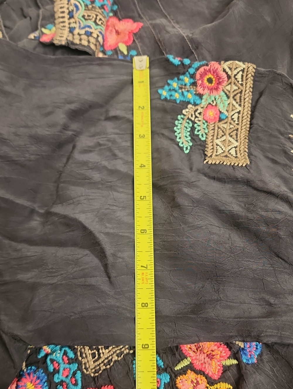 Johnny Was Black Tunic with Multicolor Floral Embroidery Size XXL Boho Feminine - Picture 15 of 15